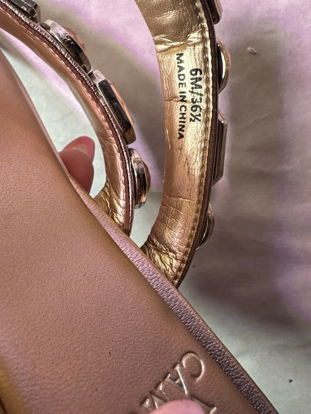 Vince Camuto Brown Sandals with Gold Gem Accents